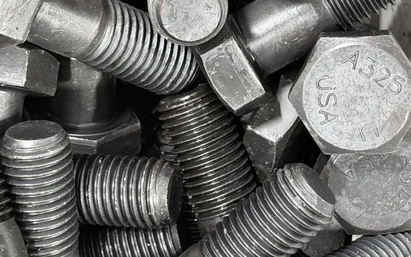 Carriage bolts bundle closeup.